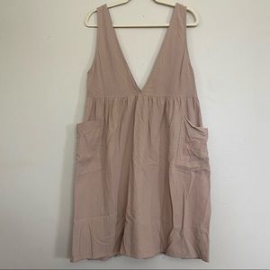 Tan babydoll tank dress with pockets